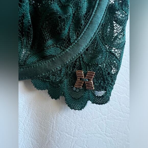 Savage x‎ Fenty Not sorry unlined green lace bralette 32B mermaid fairy Ethereal - Picture 6 of 11